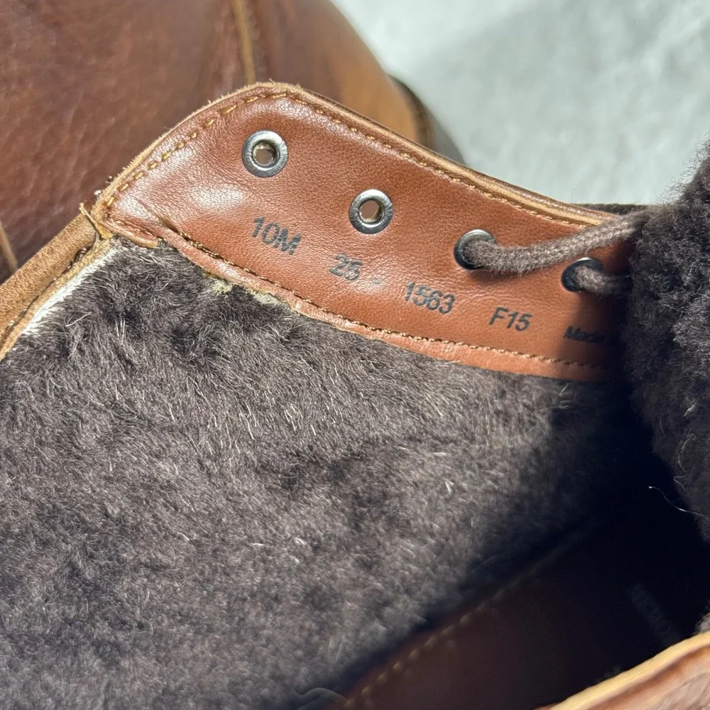 Johnston & Murphy Mens‎ Brown Pebbled Leather Genuine Shearling Lined Boots 10M